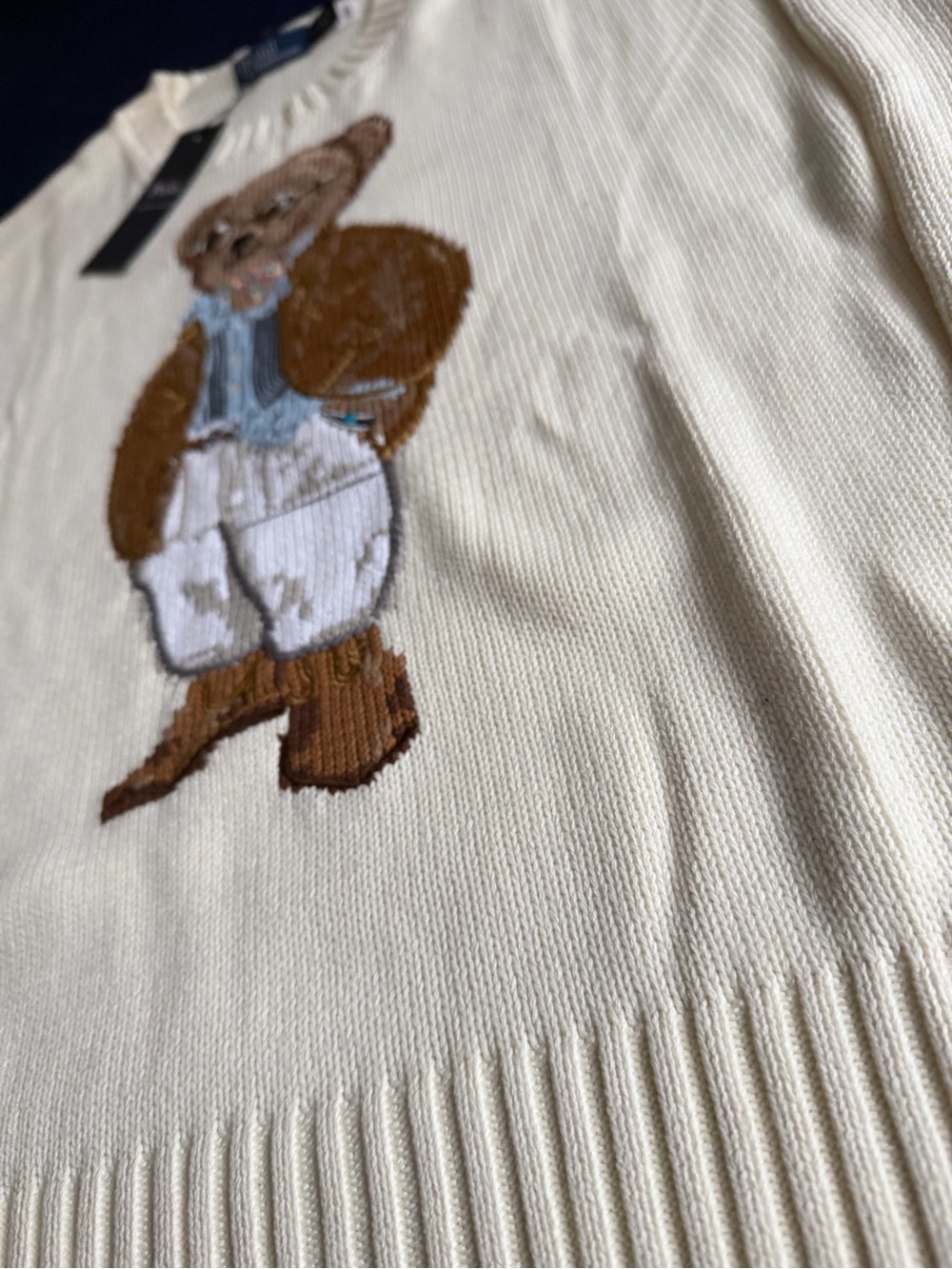 Ralph Lauren Cream Crewneck Sweater with Polo Bear Intarsia - Picture 4 of 9